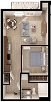 Anthem PDX Urban 1 Bedroom Floor Plan